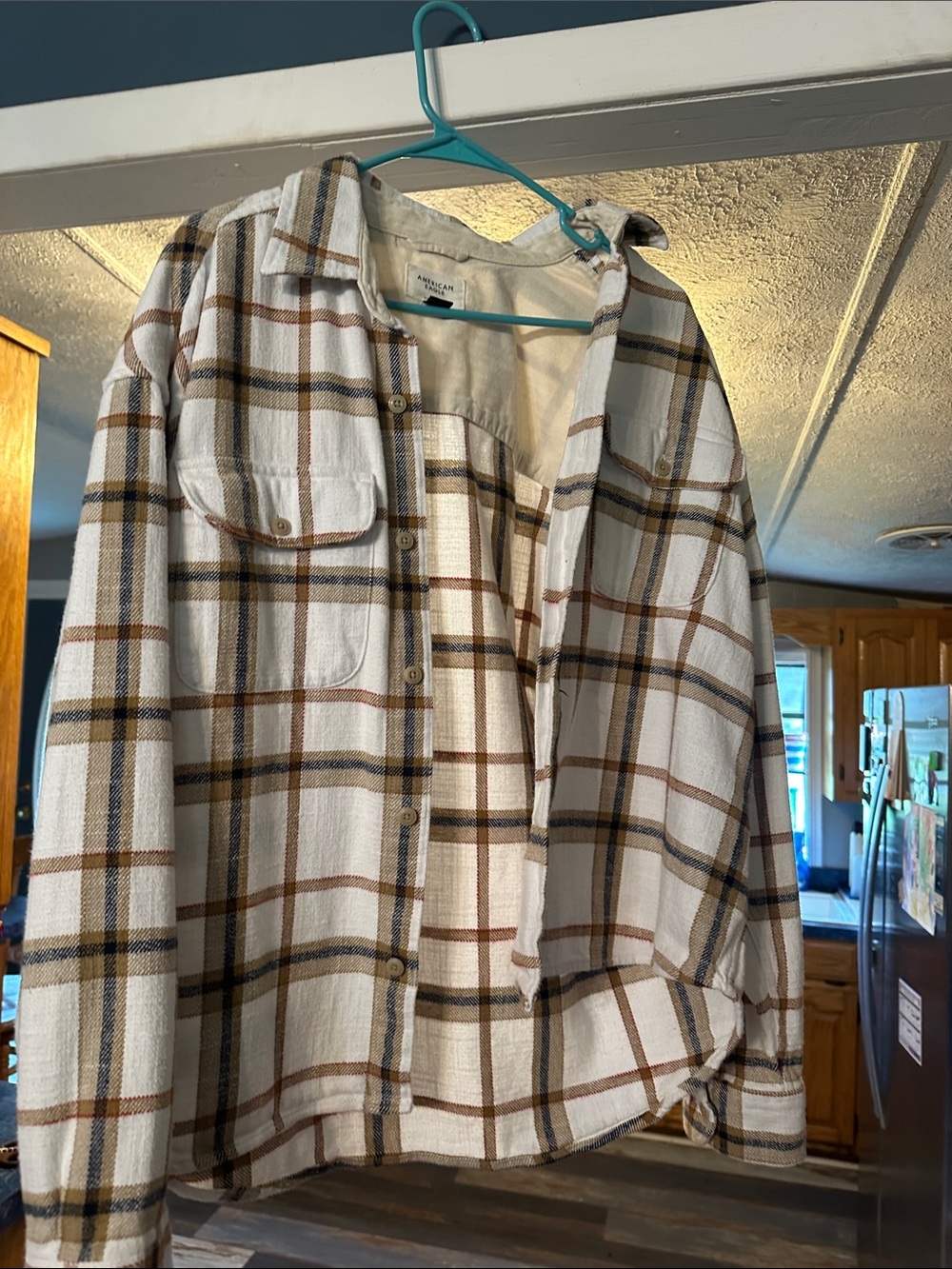 Men's White Plaid Button-Up Shirt Jacket - Casual Overshirt